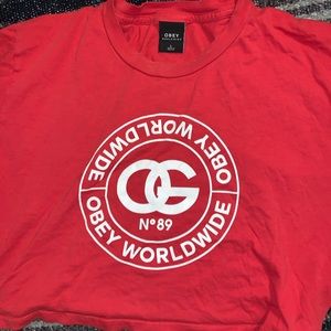 Obey worldwide short sleeve crop